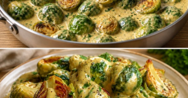 Rosenkohl in Senf-Frischkäsesauce – einfaches Pfannengericht mit wenigen Zutaten
