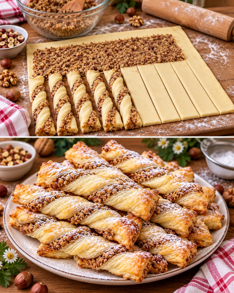 Blätterteig-Nussstangen – schnelles Gebäck mit Haselnüssen oder Walnüssen