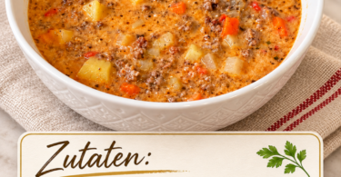 Friss-dich-dumm-Suppe mit Hackfleisch – einfaches Rezept mit Gemüse und Schmelzkäse